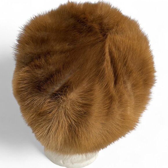 Vintage Mink Fur Hat Brown Women's Walnut Brown - Picture 5 of 8
